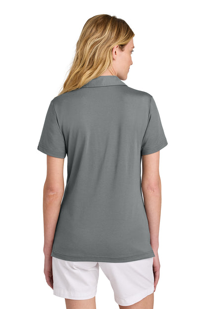 TravisMathew Women’s Glenview Solid Polo in Quiet Shade Grey, back on model