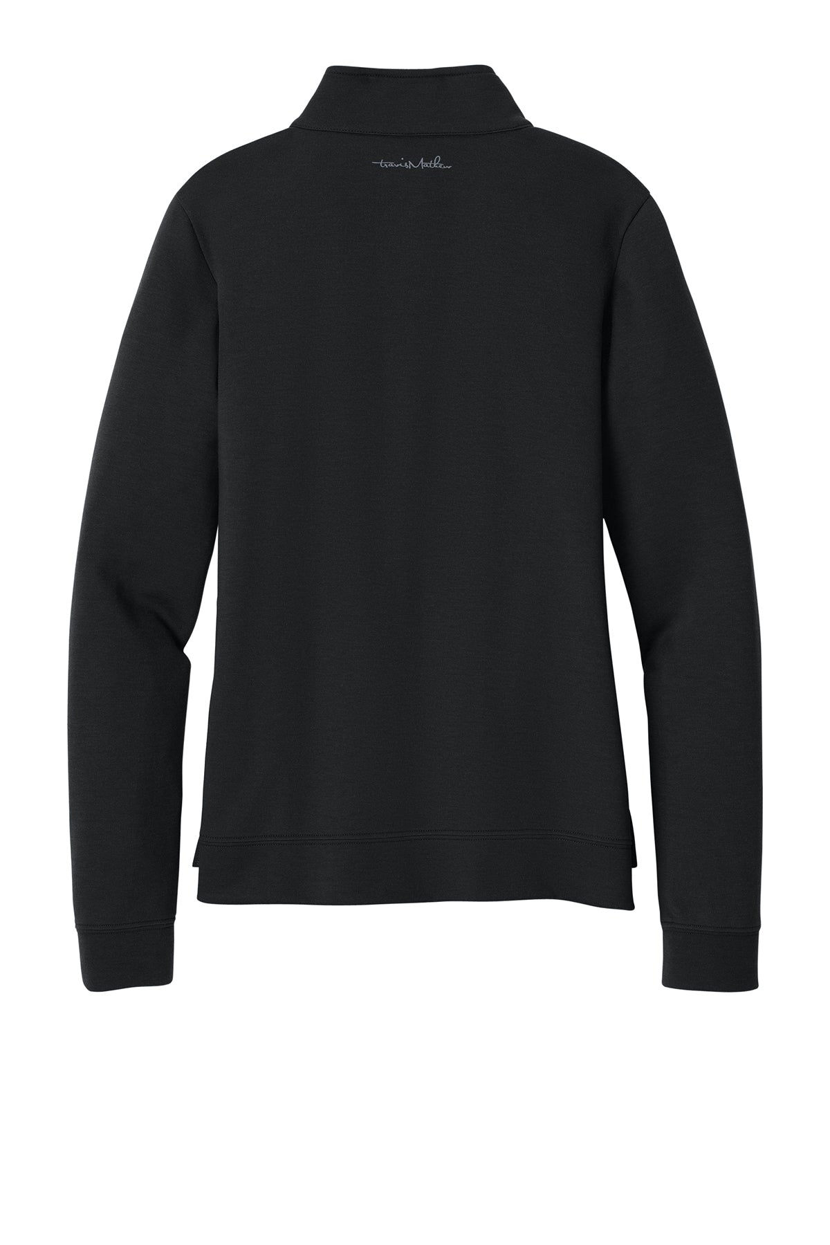 TravisMathew Women’s Coveside 1/2-Zip in Black, back flat