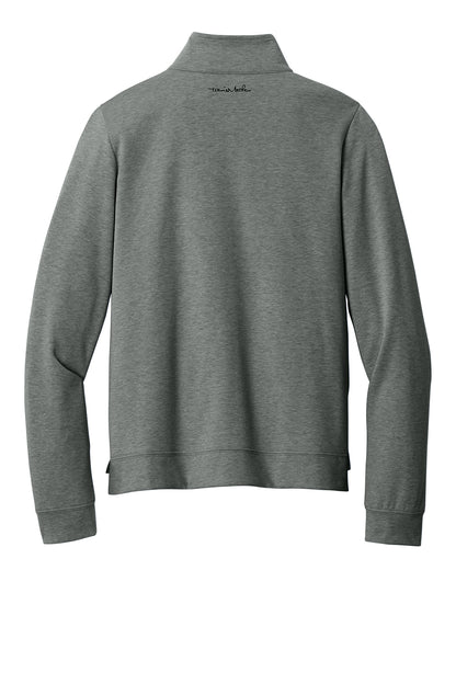 TravisMathew Women’s Coveside 1/2-Zip in Dark Grey Heather, back flat