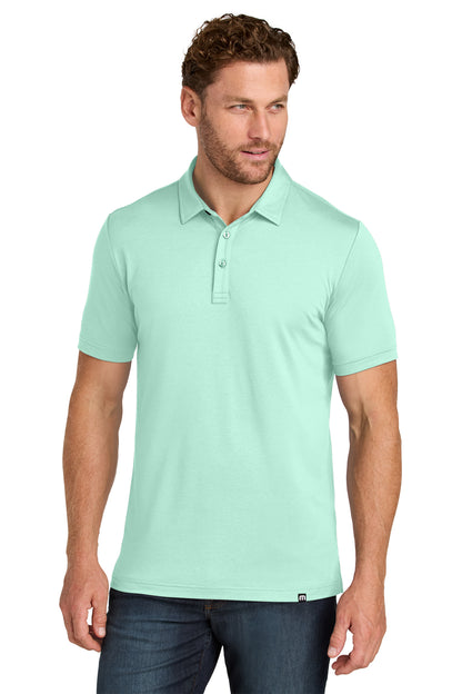 TravisMathew Glenview Solid Polo in Mint, front on model