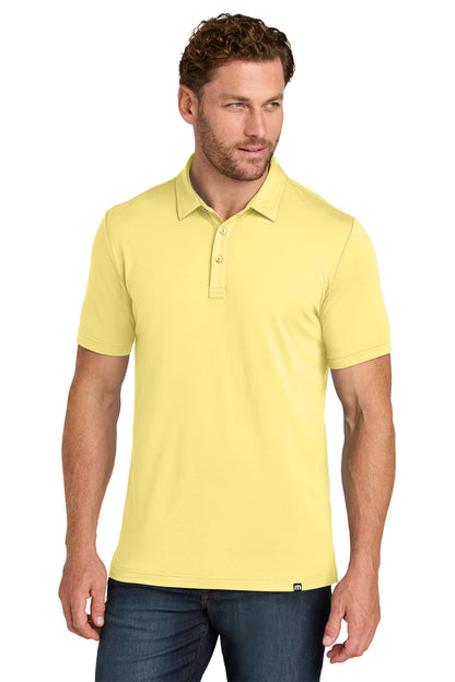 TravisMathew Glenview Solid Polo in Pale Yellow, front on model