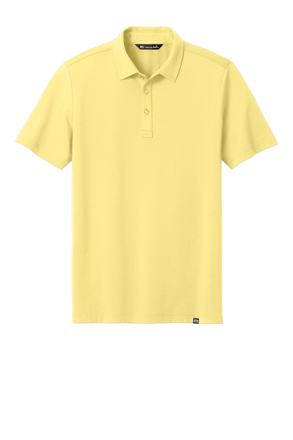 TravisMathew Glenview Solid Polo in Pale Yellow, front flat