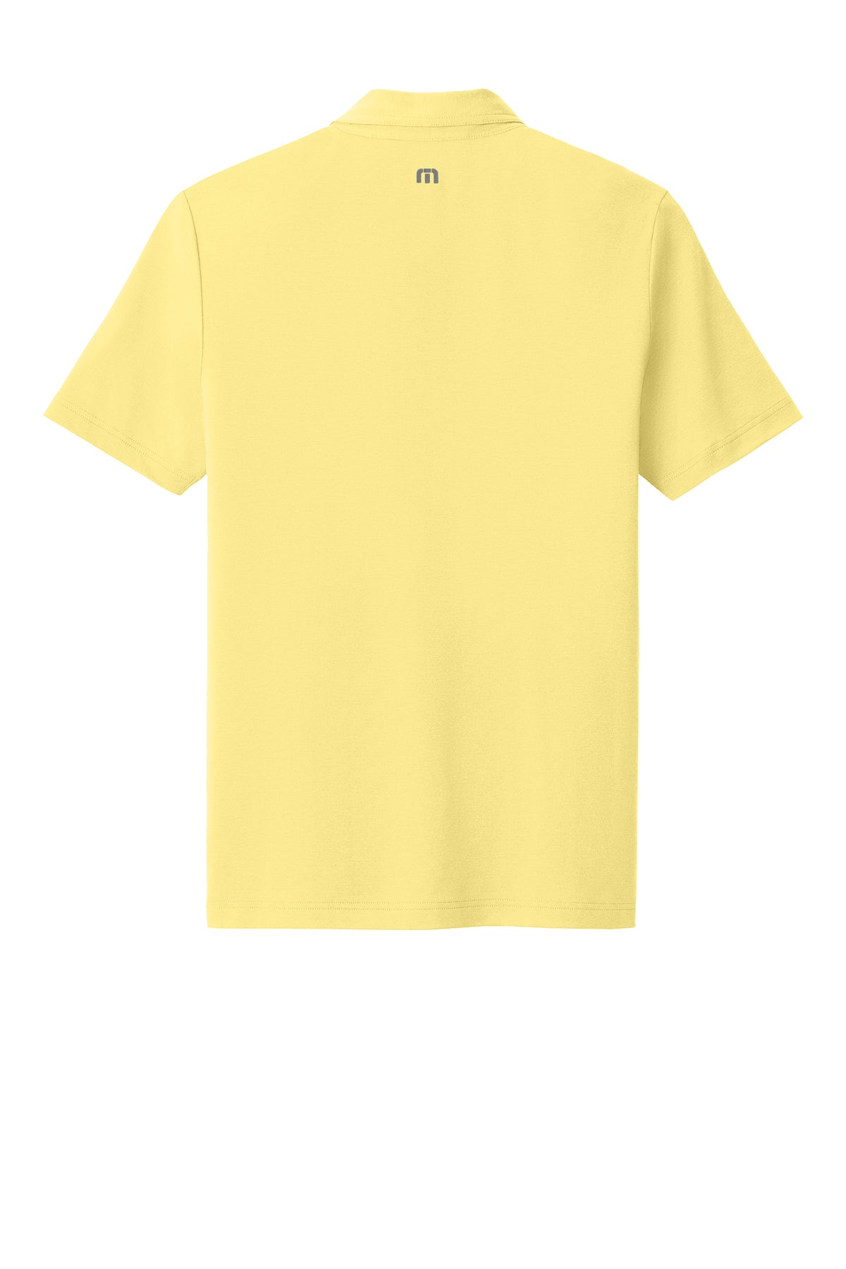 TravisMathew Glenview Solid Polo in Pale Yellow, back flat