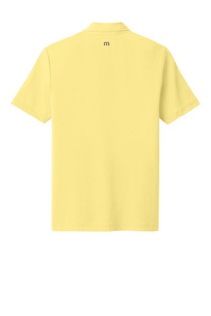 TravisMathew Glenview Solid Polo in Pale Yellow, back flat