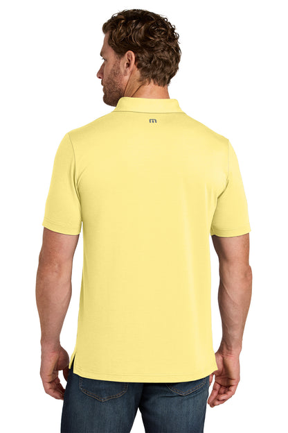 TravisMathew Glenview Solid Polo in Pale Yellow, back on model