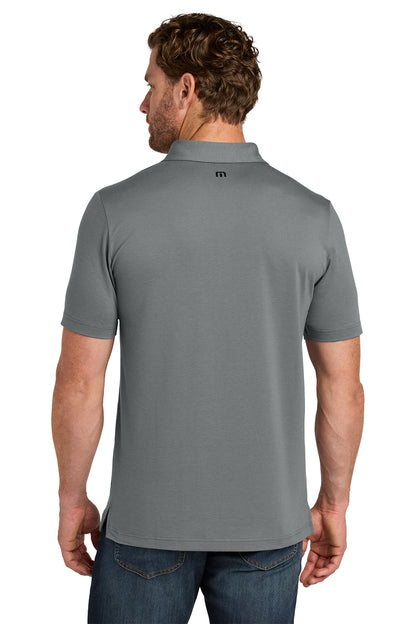 TravisMathew Glenview Solid Polo in Quiet Shade Grey, back on model