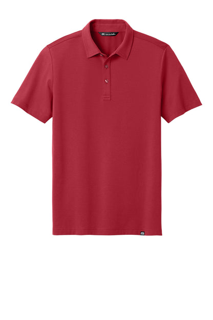 TravisMathew Glenview Solid Polo in Scooter Red, front flat