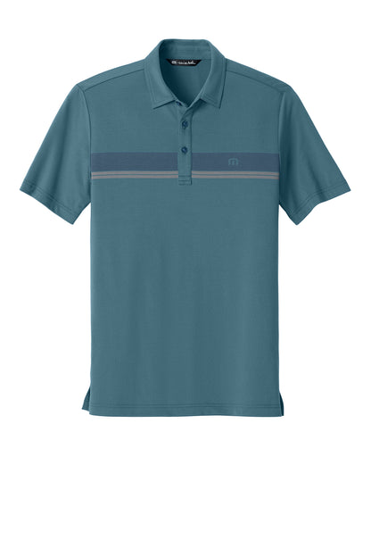 TravisMathew Glenview Stripe Polo in Stellar Blue, front flat