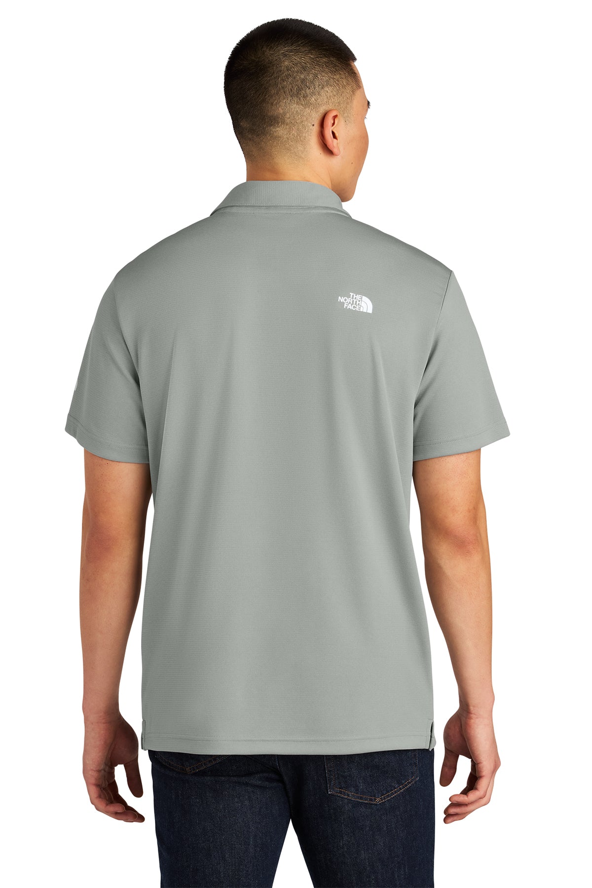 The North Face Ambition Polo in Meld Grey Heather, back on model