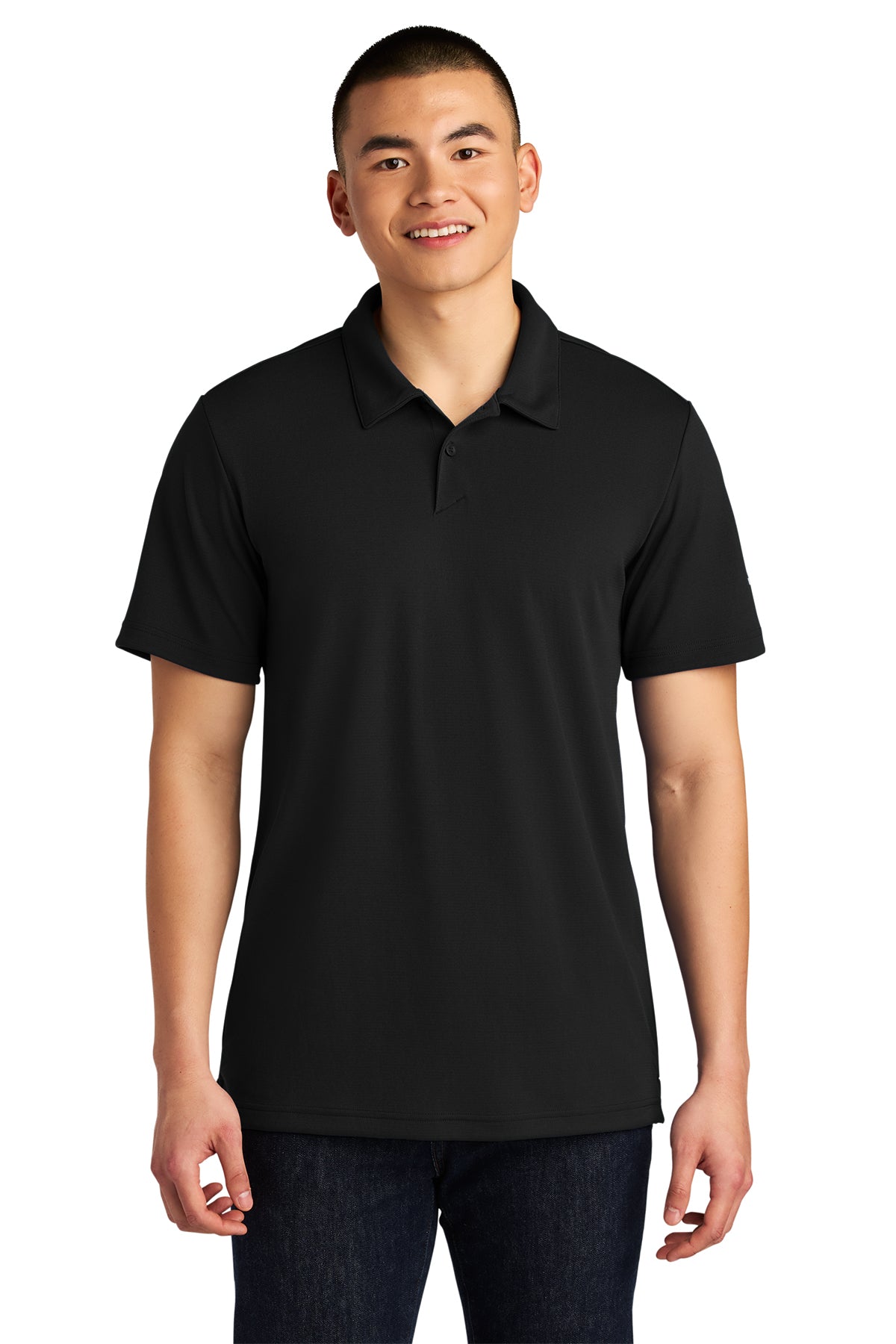 The North Face Ambition Polo in TNF Black, front on model
