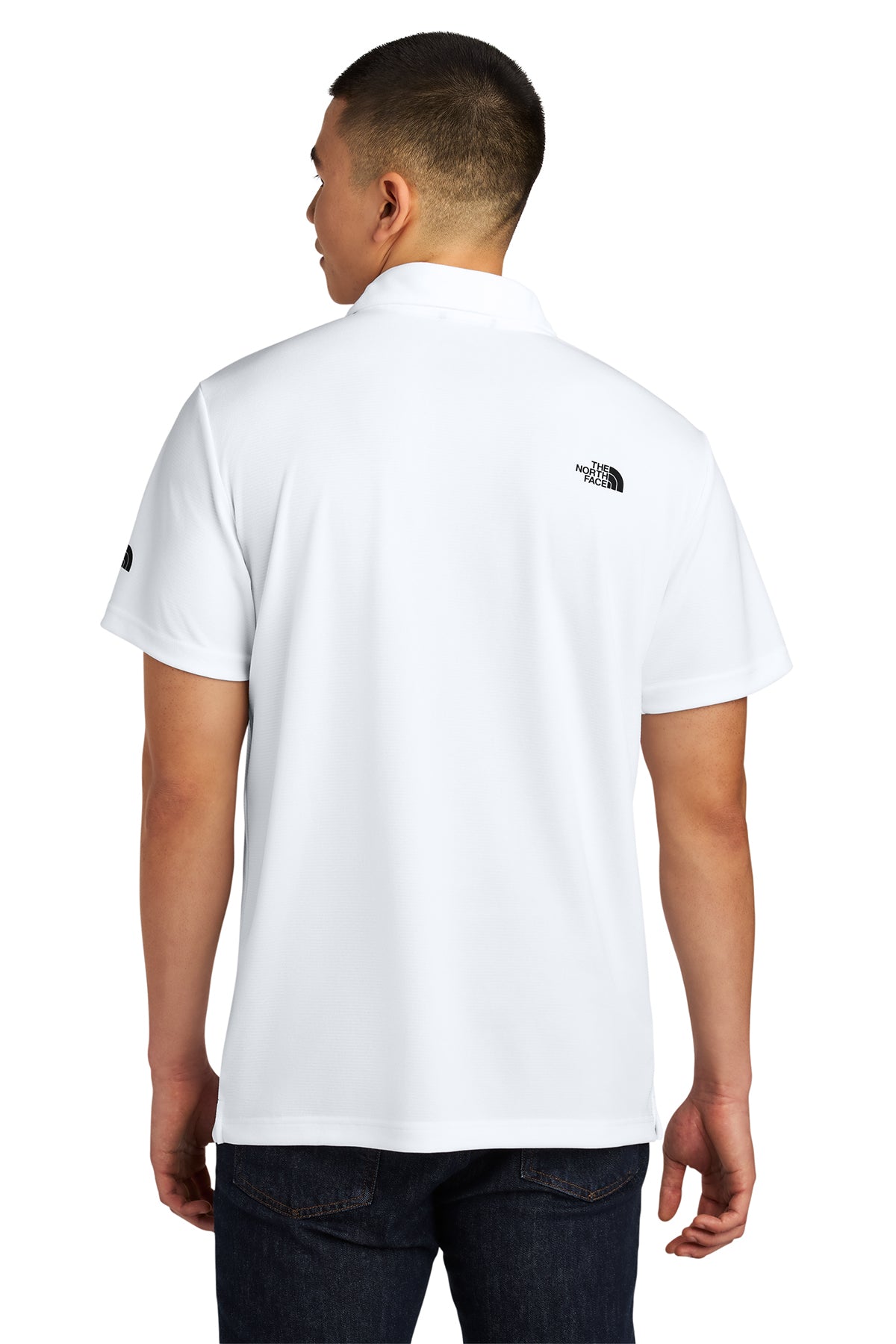 The North Face Ambition Polo in TNF White, back on model