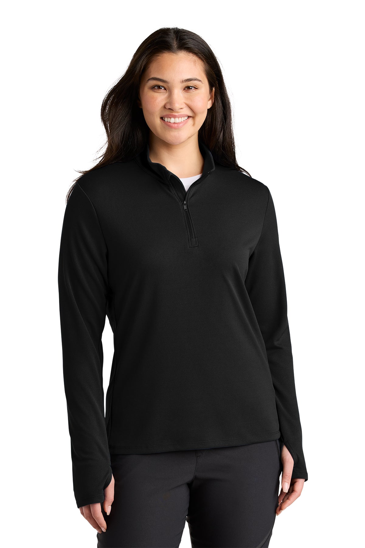 The North Face Women’s Ambition 1/4-Zip in TNF Black, front on model