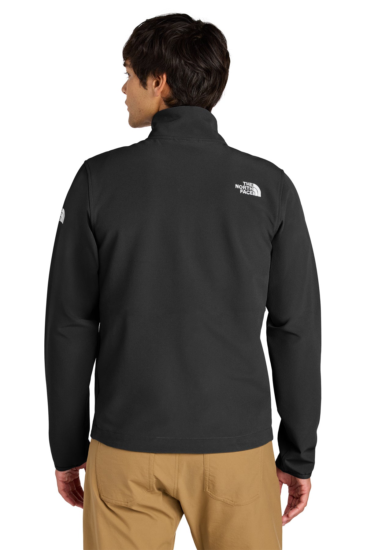 The North Face Edge Stretch Soft Shell Jacket in TNF Black, back on model