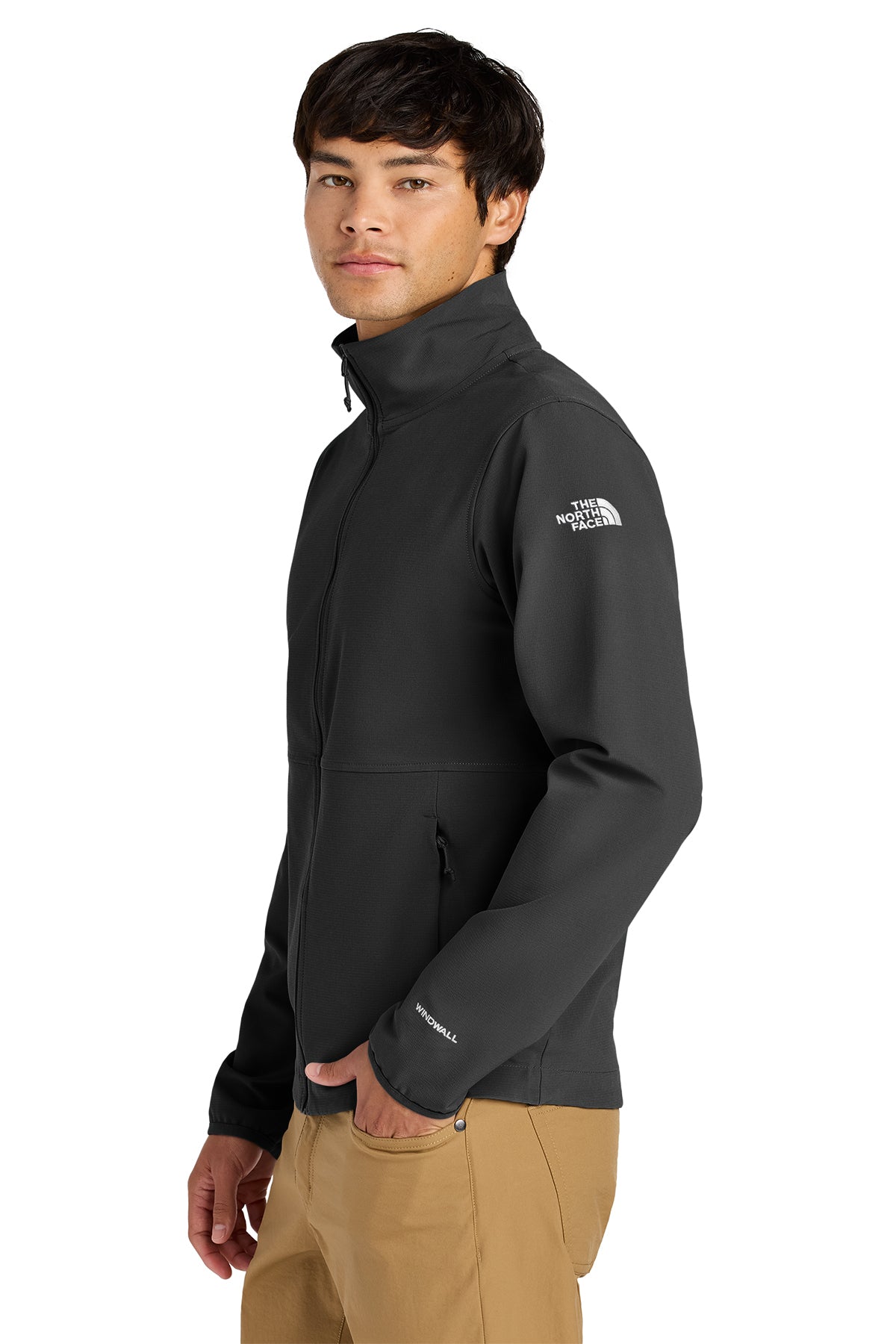 The North Face Edge Stretch Soft Shell Jacket in TNF Black, side on model