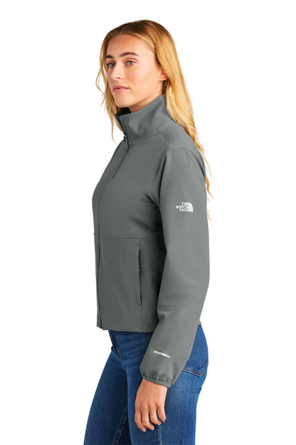 The North Face Women’s Edge Stretch Soft Shell Jacket in Smoked Pearl Grey, side on model