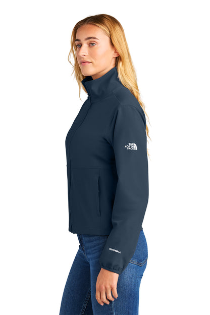 The North Face Women’s Edge Stretch Soft Shell Jacket in Summit Navy, side on model
