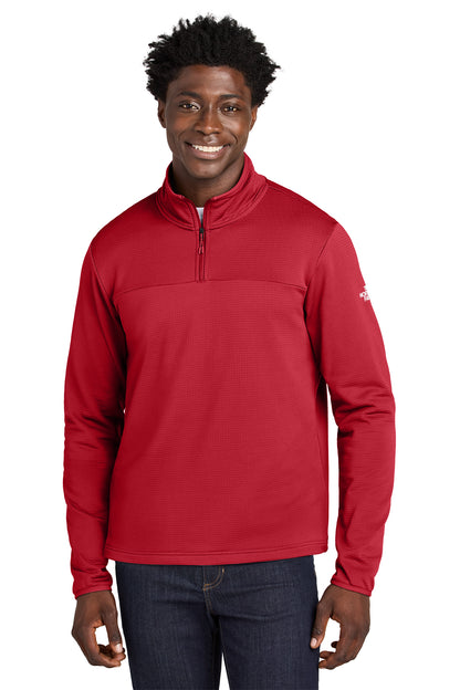 The North Face Aim 1/4-Zip Fleece in TNF Red, front on model