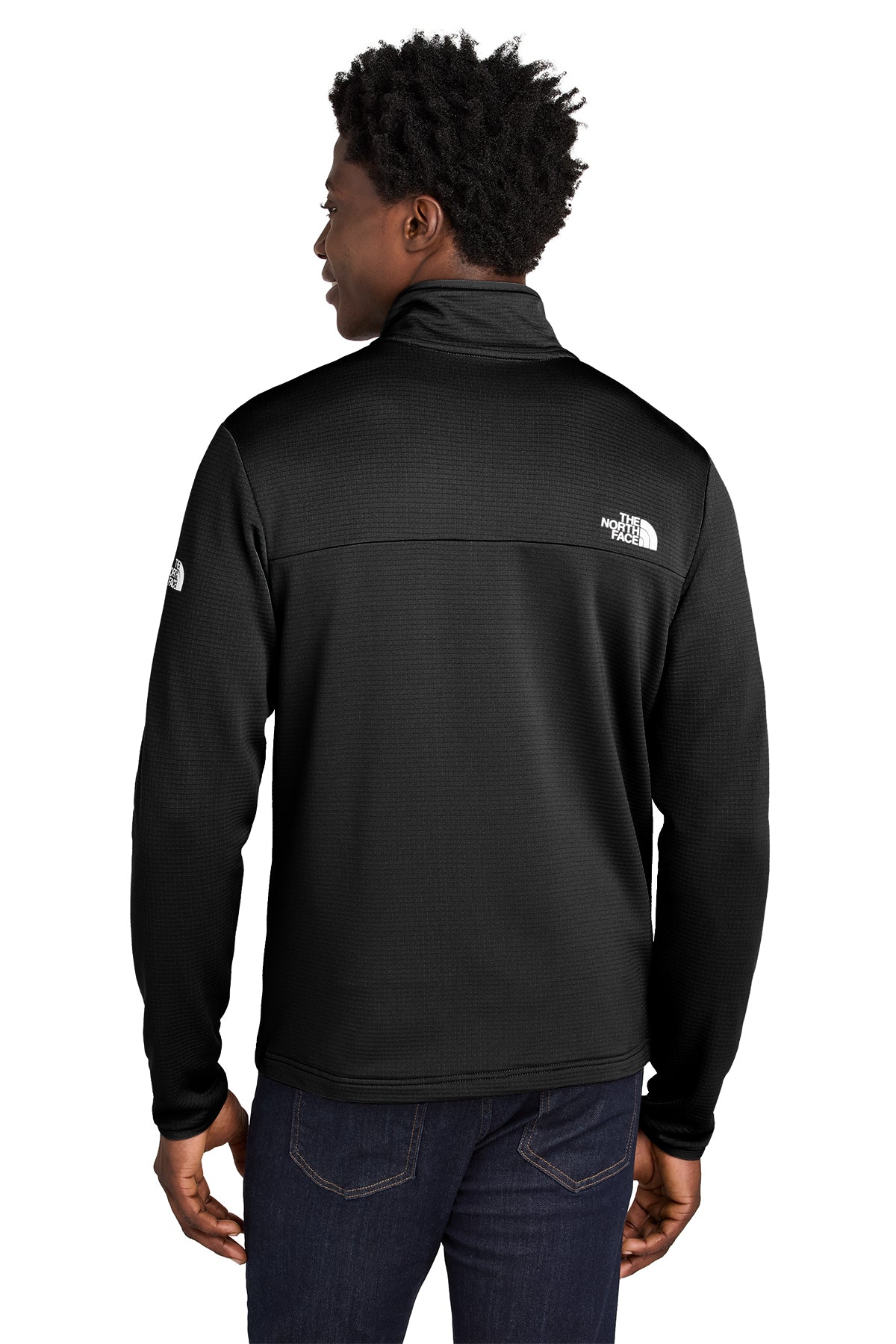The North Face Aim Full-Zip Fleece Jacket in TNF Black, back on model
