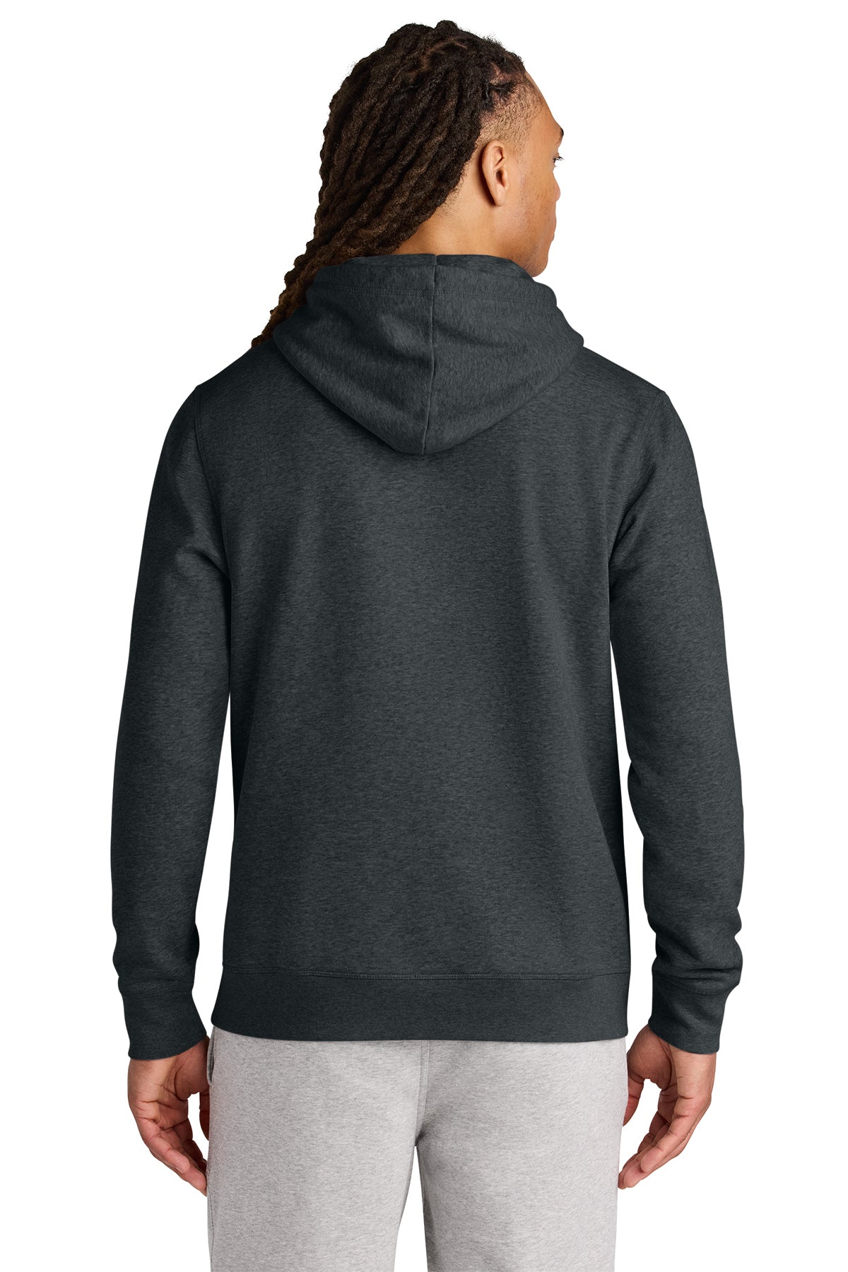 Stanley/Stella Unisex Drummer 2.0 Hooded Sweatshirt in Dark Heather Grey, back on model