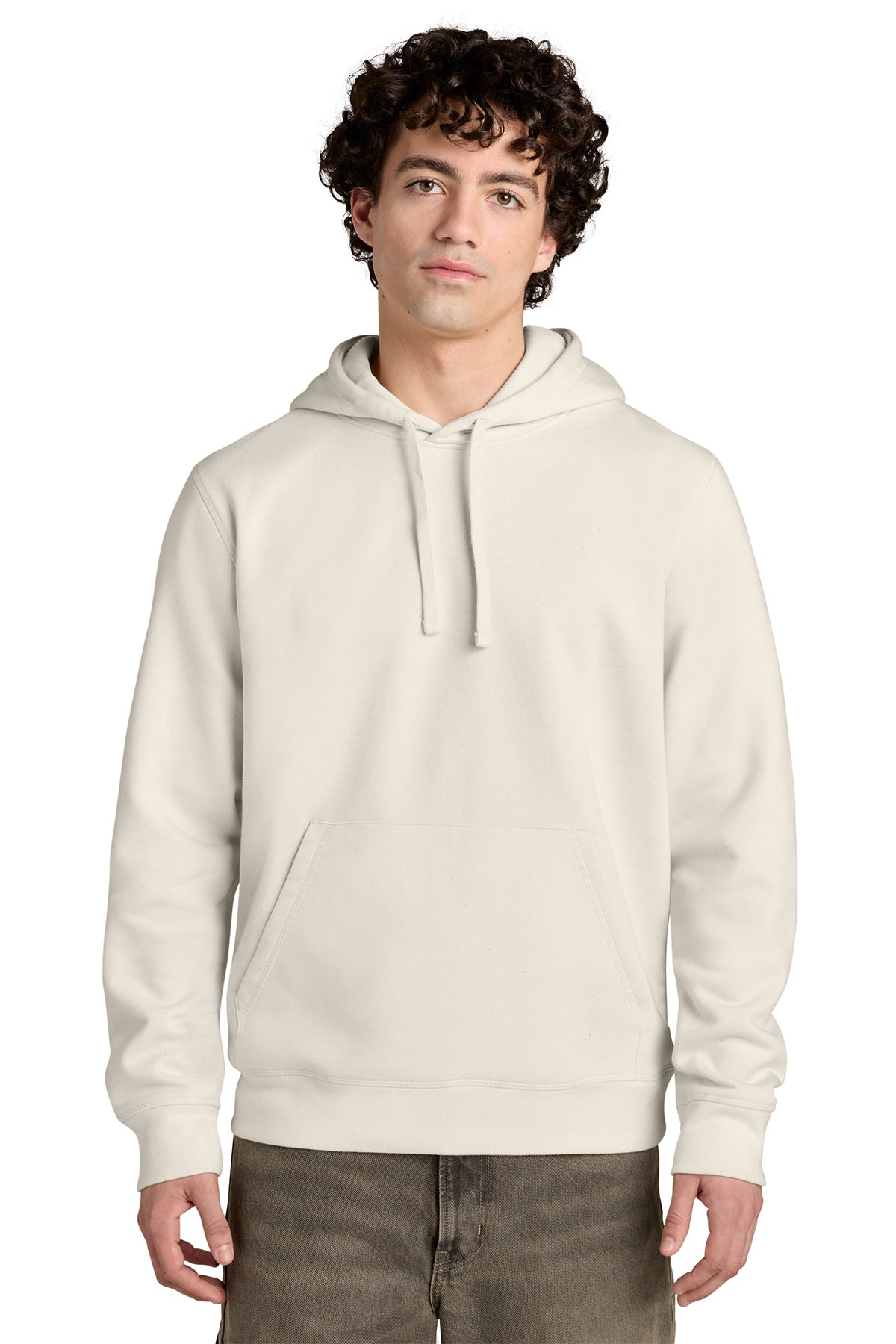 Stanley/Stella Unisex Drummer 2.0 Hooded Sweatshirt in Natural Raw, front on model