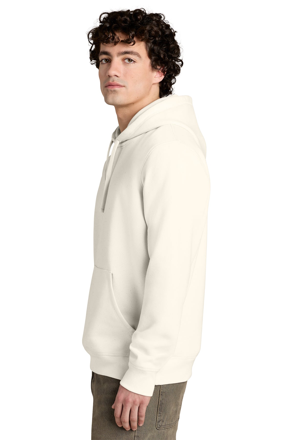 Stanley/Stella Unisex Drummer 2.0 Hooded Sweatshirt in Natural Raw, side on model