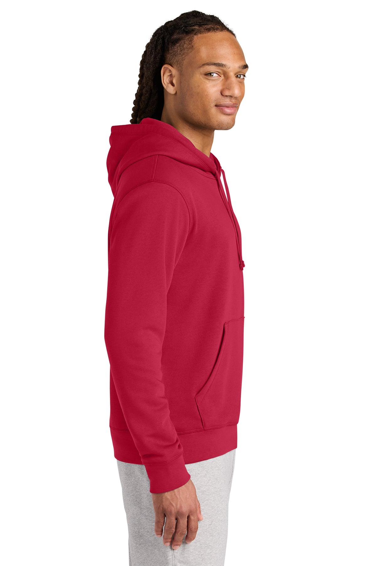 Stanley/Stella Unisex Drummer 2.0 Hooded Sweatshirt in Red, side on model