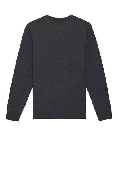 Stanley/Stella Unisex Roller Crewneck Sweatshirt in Dark Heather Grey, back flat