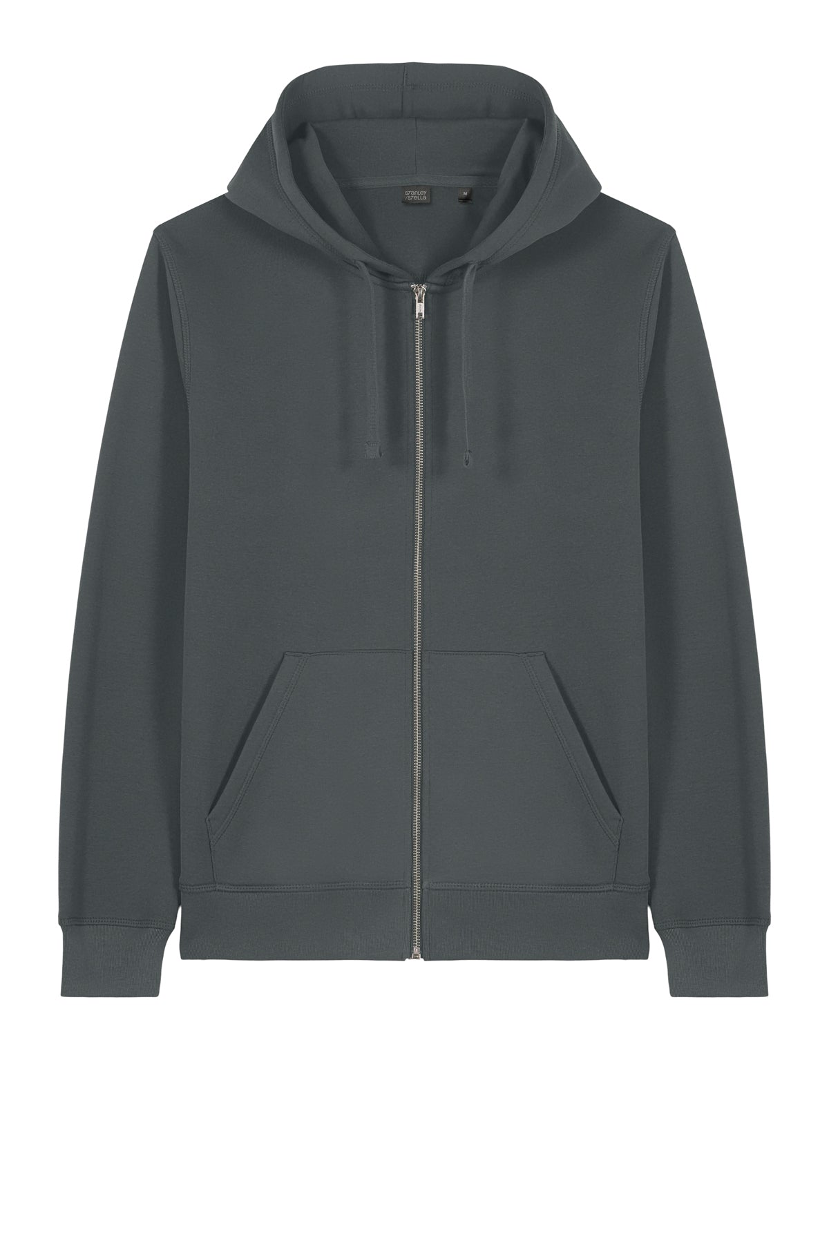 Stanley/Stella Unisex Mixer Full-Zip Hooded Sweatshirt in Anthracite, front flat