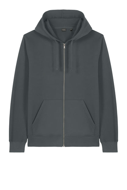 Stanley/Stella Unisex Mixer Full-Zip Hooded Sweatshirt in Anthracite, front flat