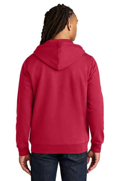 Stanley/Stella Unisex Mixer Full-Zip Hooded Sweatshirt in Red, back on model