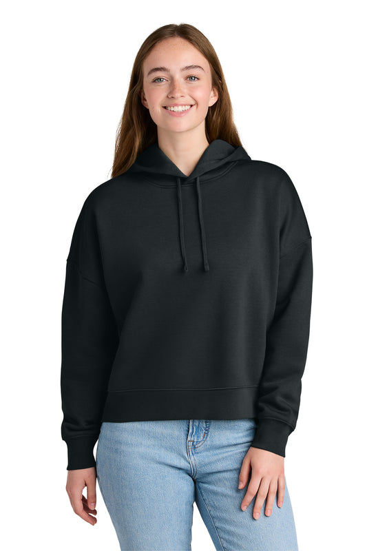 Stanley/Stella Women’s Stella Nora Hooded Sweatshirt in Black, front on model