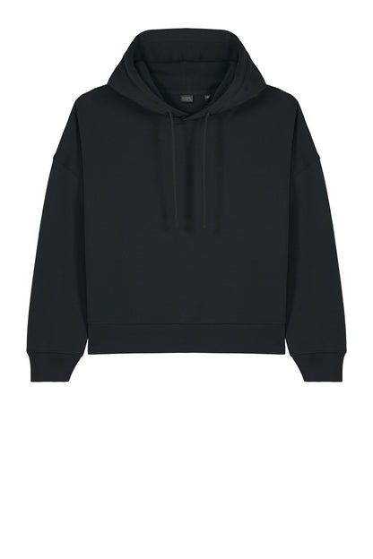 Stanley/Stella Women’s Stella Nora Hooded Sweatshirt in Black, front flat