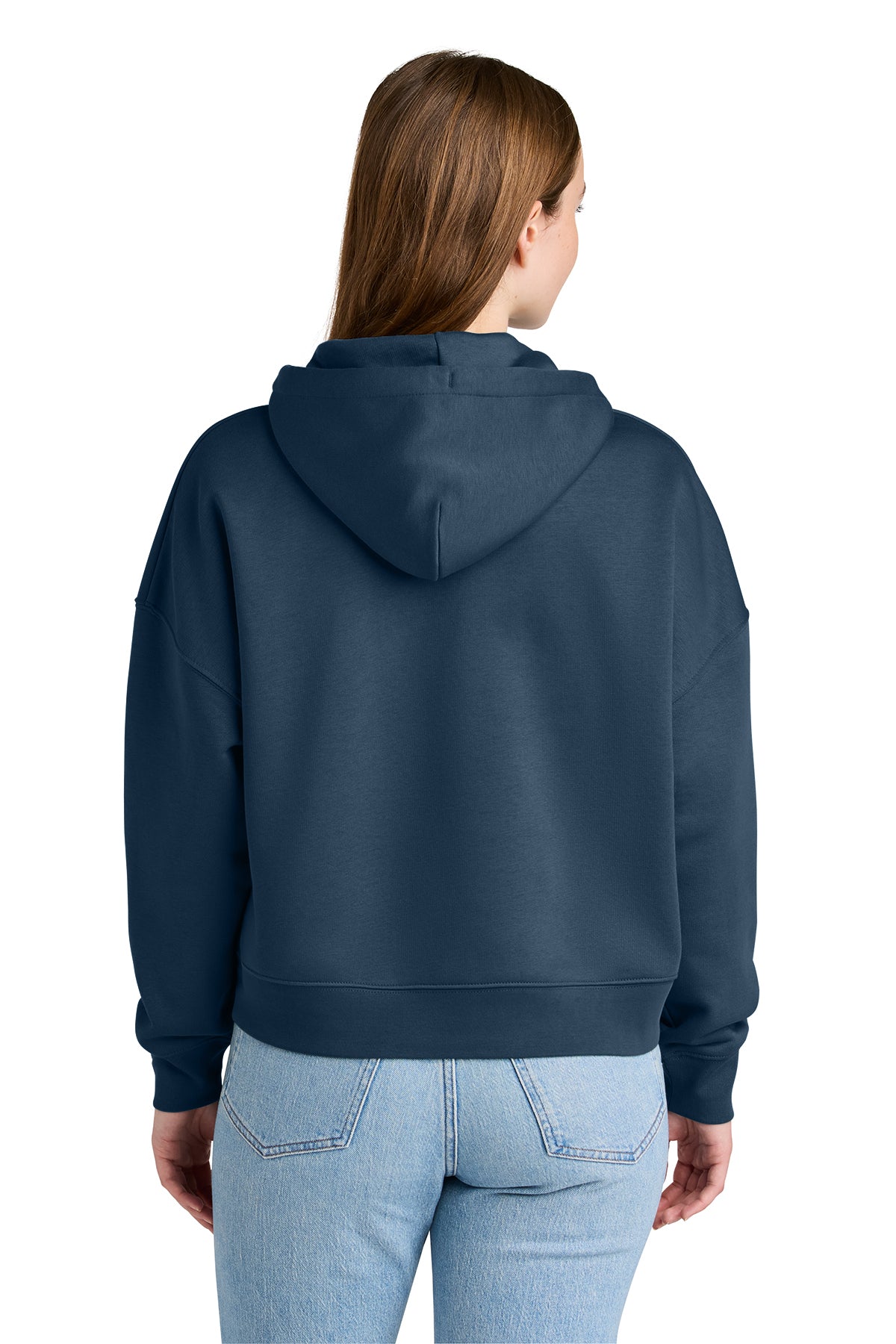 Stanley/Stella Women’s Stella Nora Hooded Sweatshirt in Deep Teal, back on model