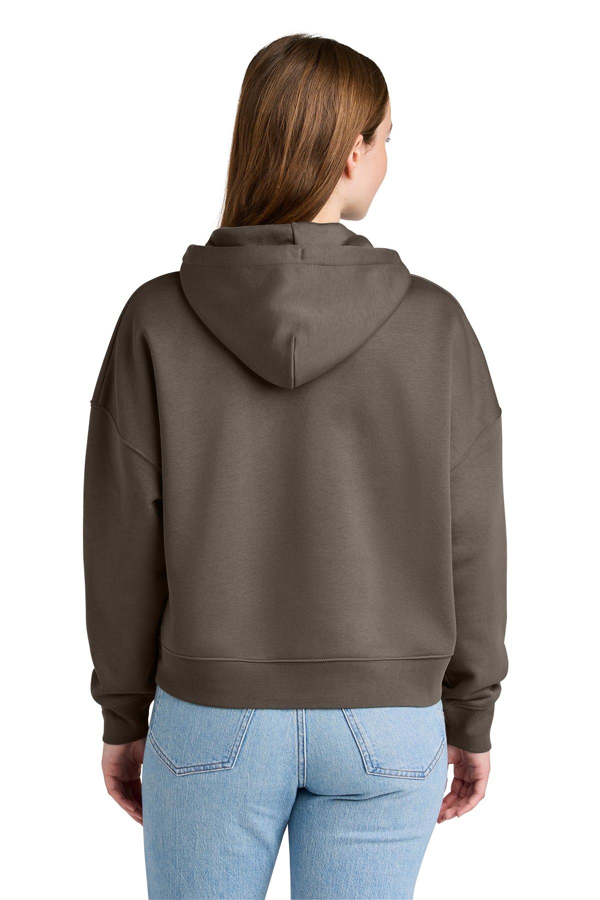 Stanley/Stella Women’s Stella Nora Hooded Sweatshirt in Mocha, back on model