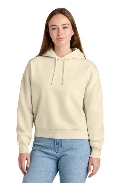 Stanley/Stella Women’s Stella Nora Hooded Sweatshirt in Natural Raw, front on model