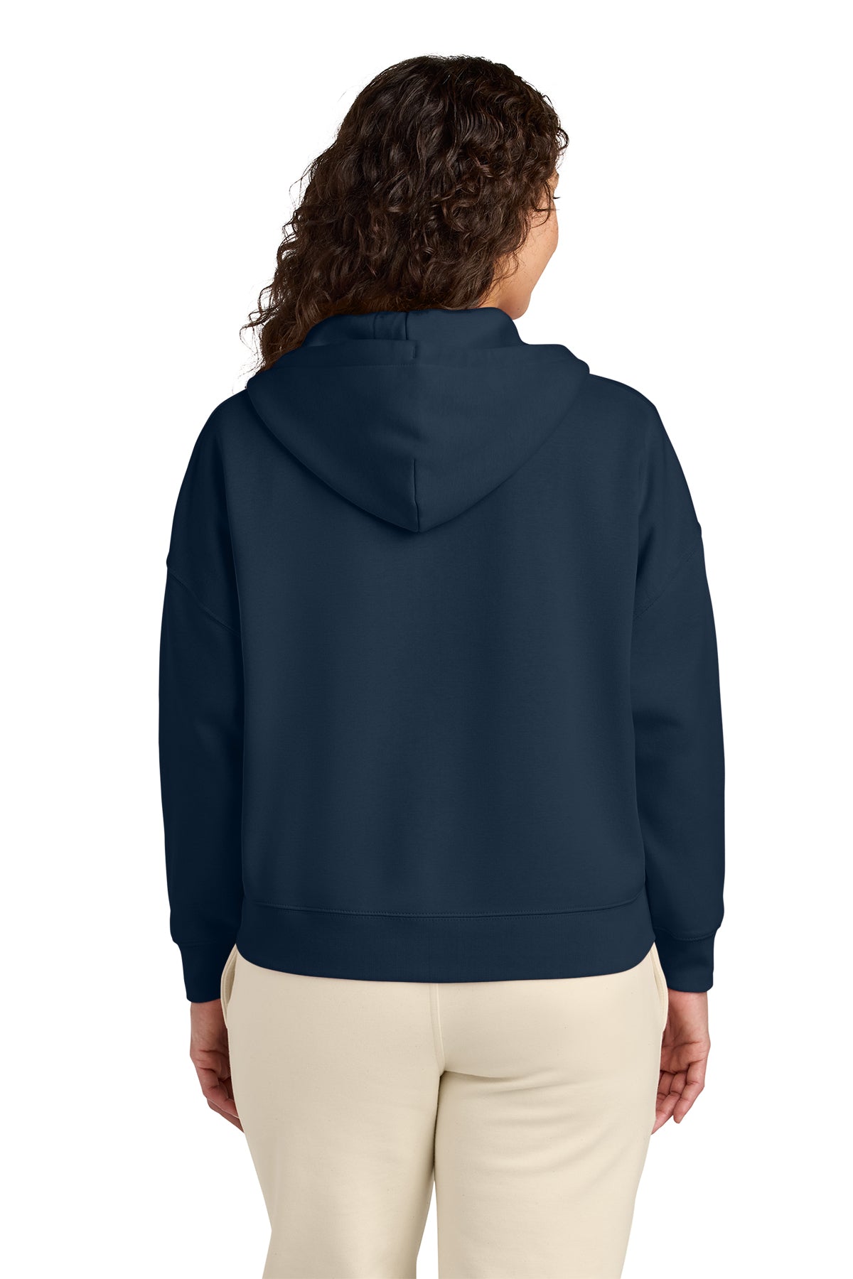 Stanley/Stella Women’s Stella Ida Full-Zip Hooded Sweatshirt in French Navy, back on model