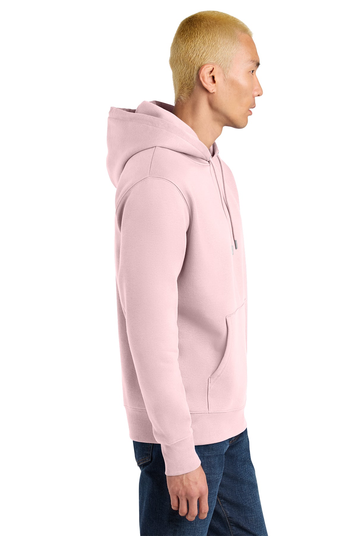 Stanley/Stella Unisex Cruiser 2.0 Hooded Sweatshirt in Cotton Pink, side on model