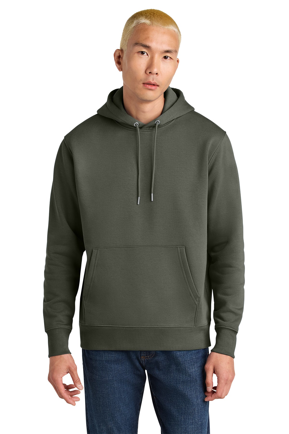 Stanley/Stella Unisex Cruiser 2.0 Hooded Sweatshirt in Khaki Green, front on model