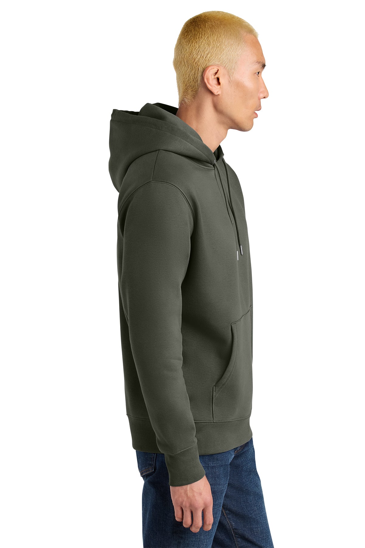 Stanley/Stella Unisex Cruiser 2.0 Hooded Sweatshirt in Khaki Green, side on model