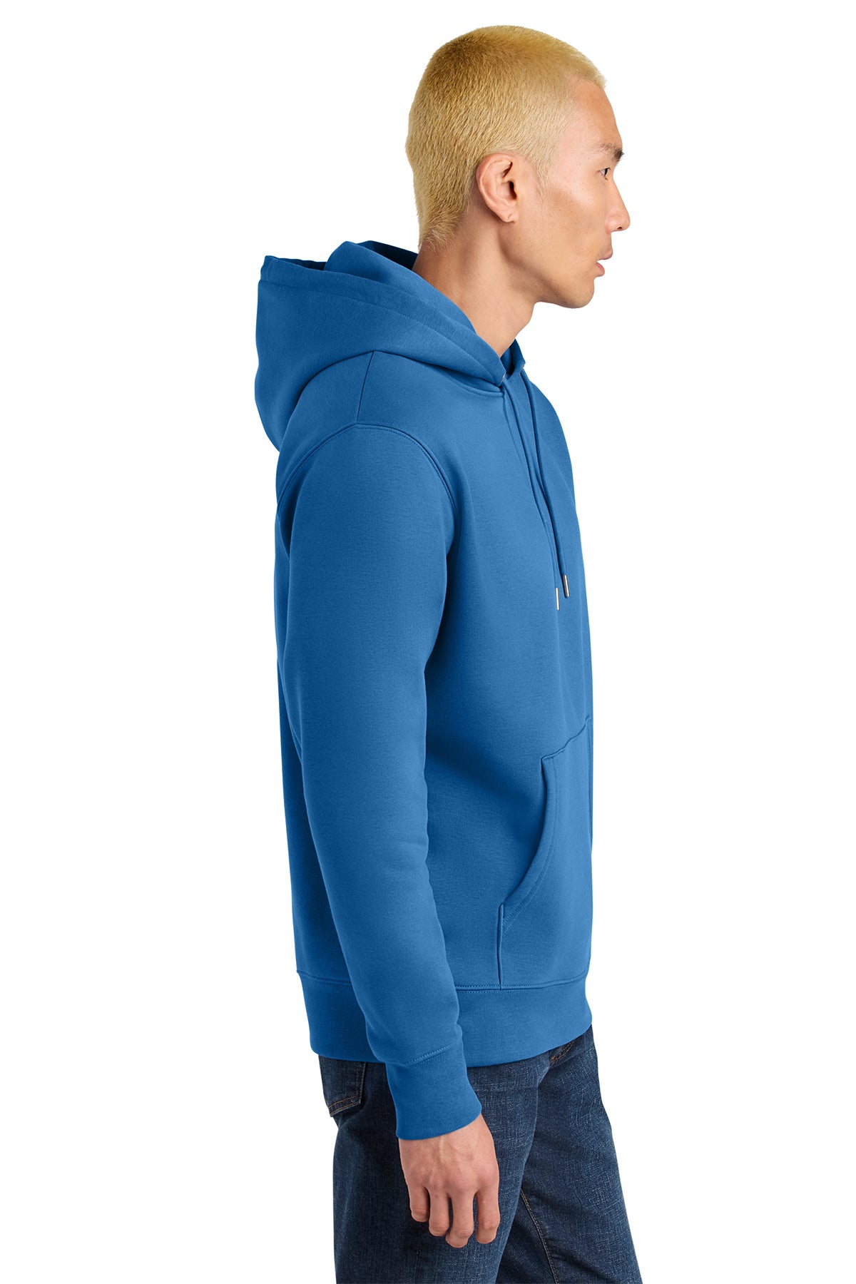 Stanley/Stella Unisex Cruiser 2.0 Hooded Sweatshirt in Mindful Blue, side on model