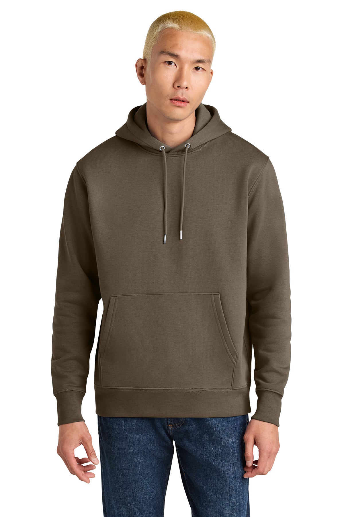 Stanley/Stella Unisex Cruiser 2.0 Hooded Sweatshirt in Mosstone, front on model