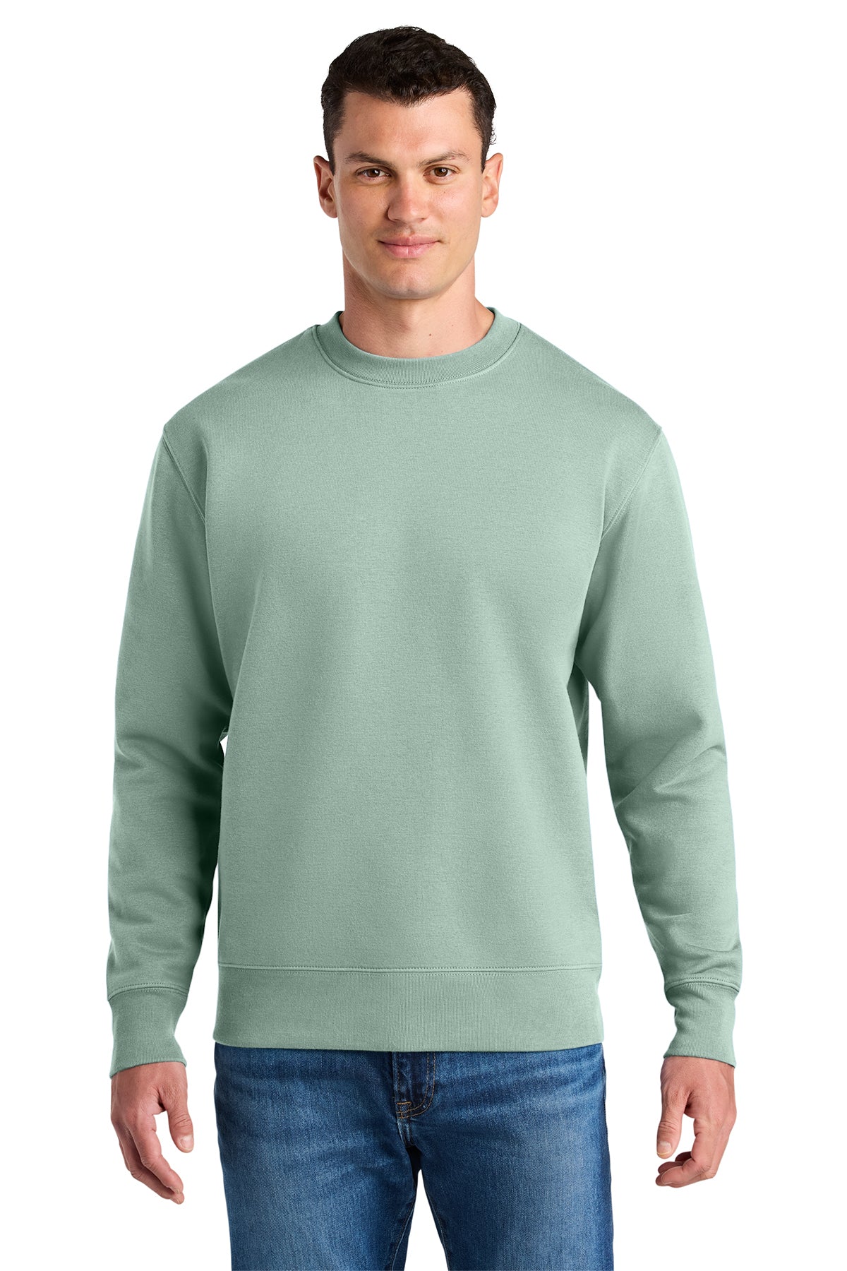 Stanley/Stella Unisex Changer 2.0 Crewneck Sweatshirt in Aloe, front on model