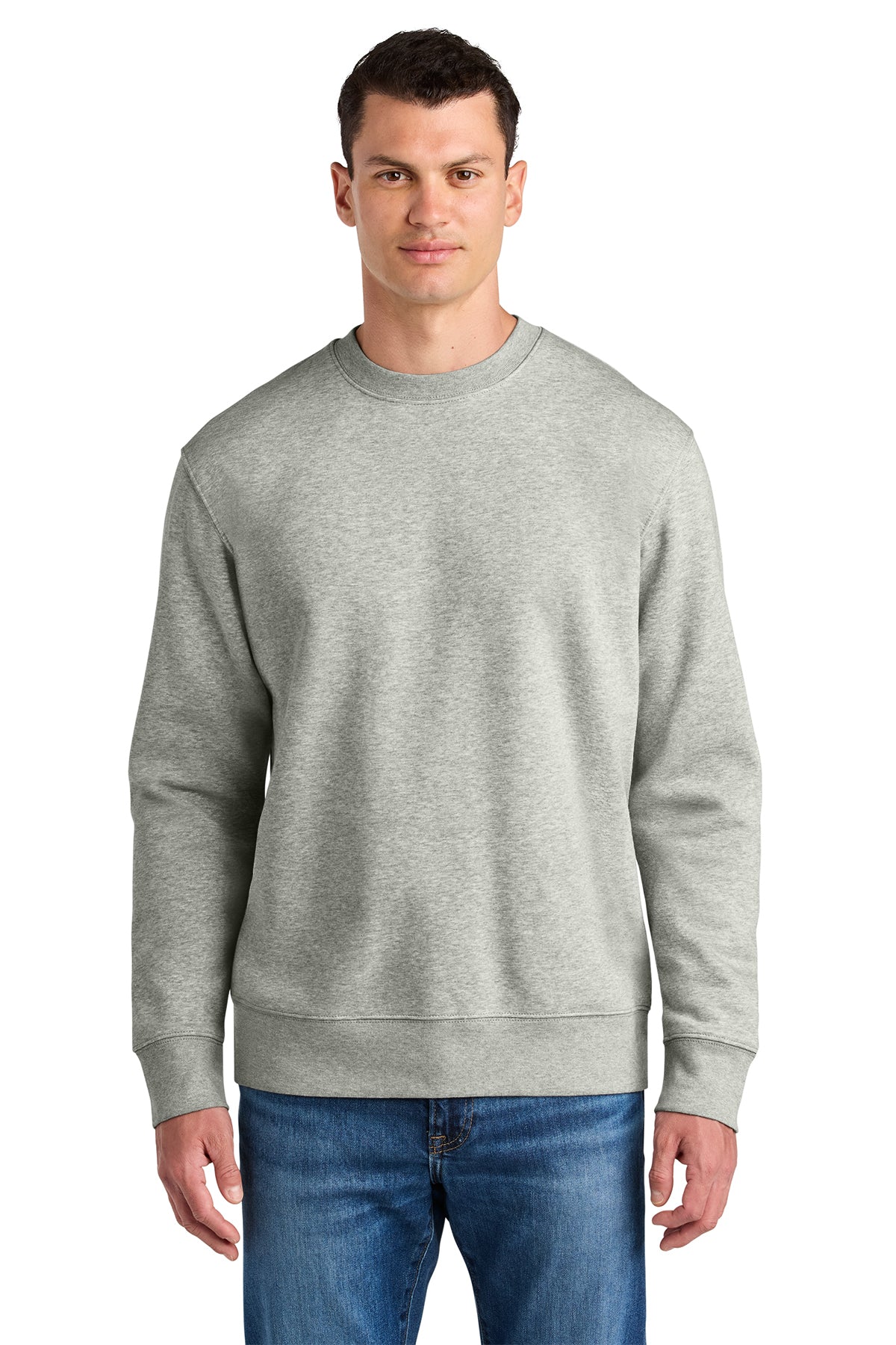 Stanley/Stella Unisex Changer 2.0 Crewneck Sweatshirt in Heather Grey, front on model