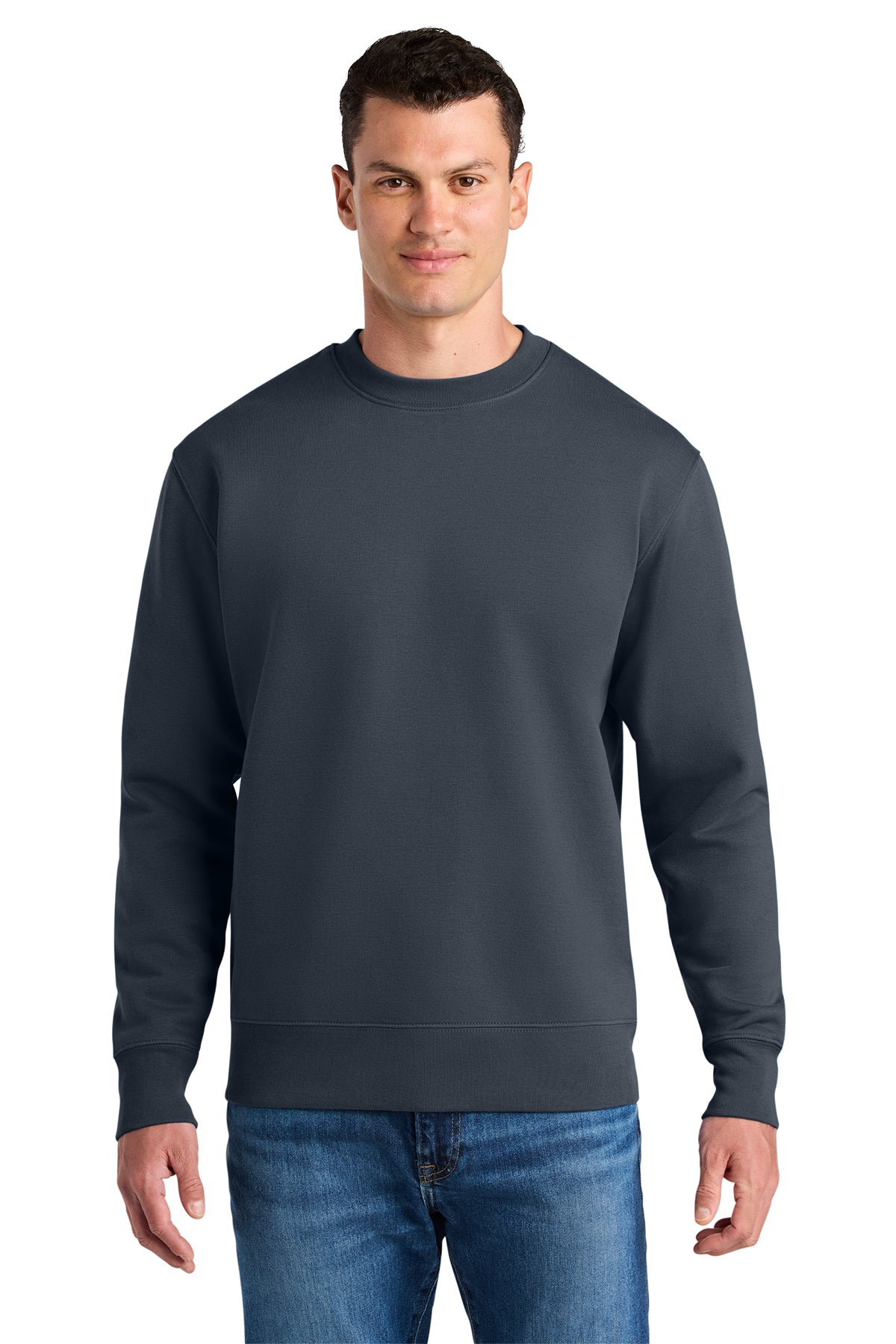 Stanley/Stella Unisex Changer 2.0 Crewneck Sweatshirt in India Ink Grey, front on model