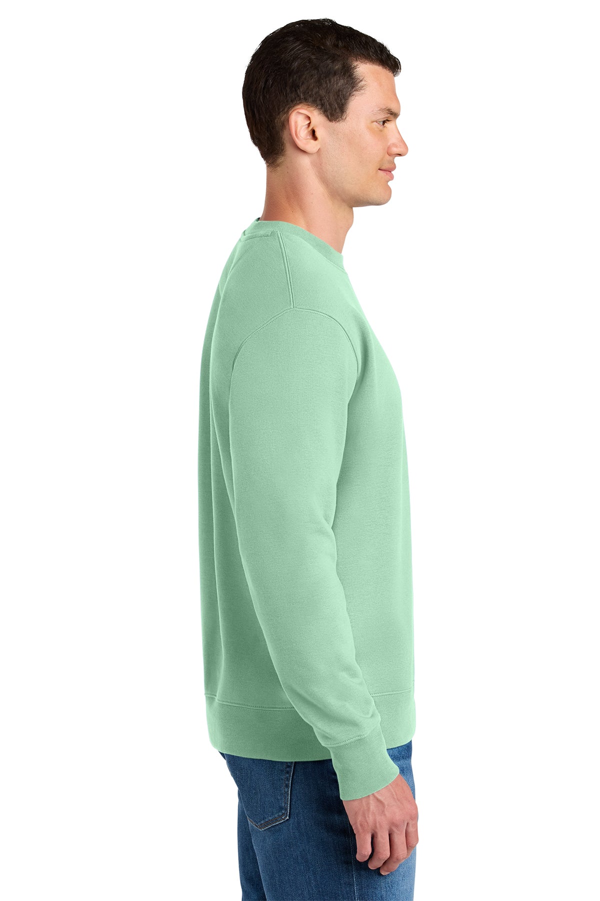Stanley/Stella Unisex Changer 2.0 Crewneck Sweatshirt in Misty Jade, side on model