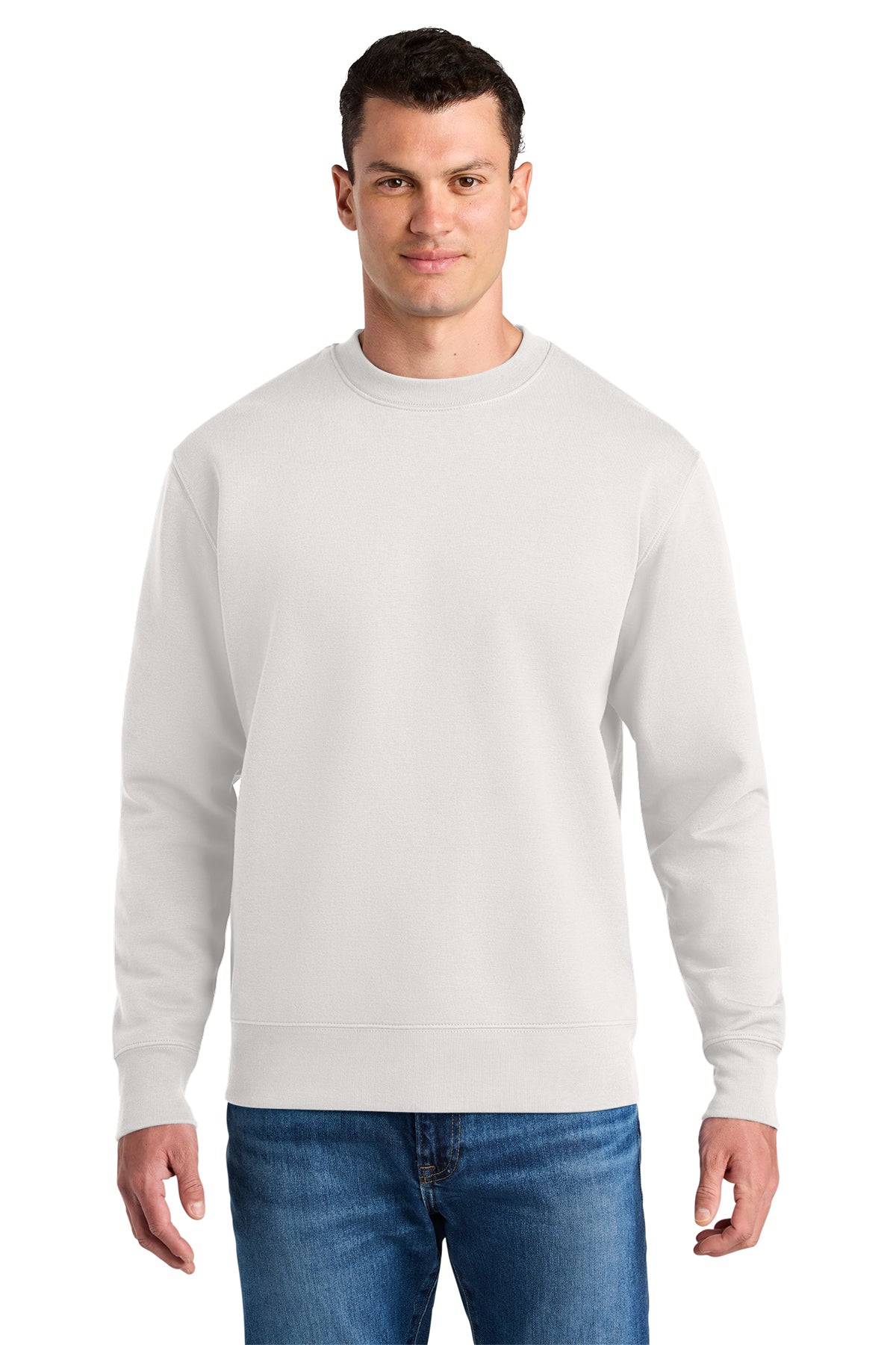 Stanley/Stella Unisex Changer 2.0 Crewneck Sweatshirt in Off White, front on model