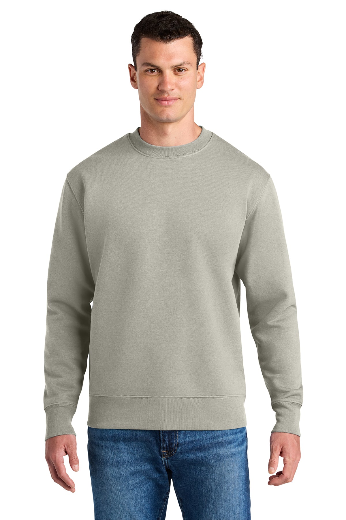 Stanley/Stella Unisex Changer 2.0 Crewneck Sweatshirt in Stone, front on model