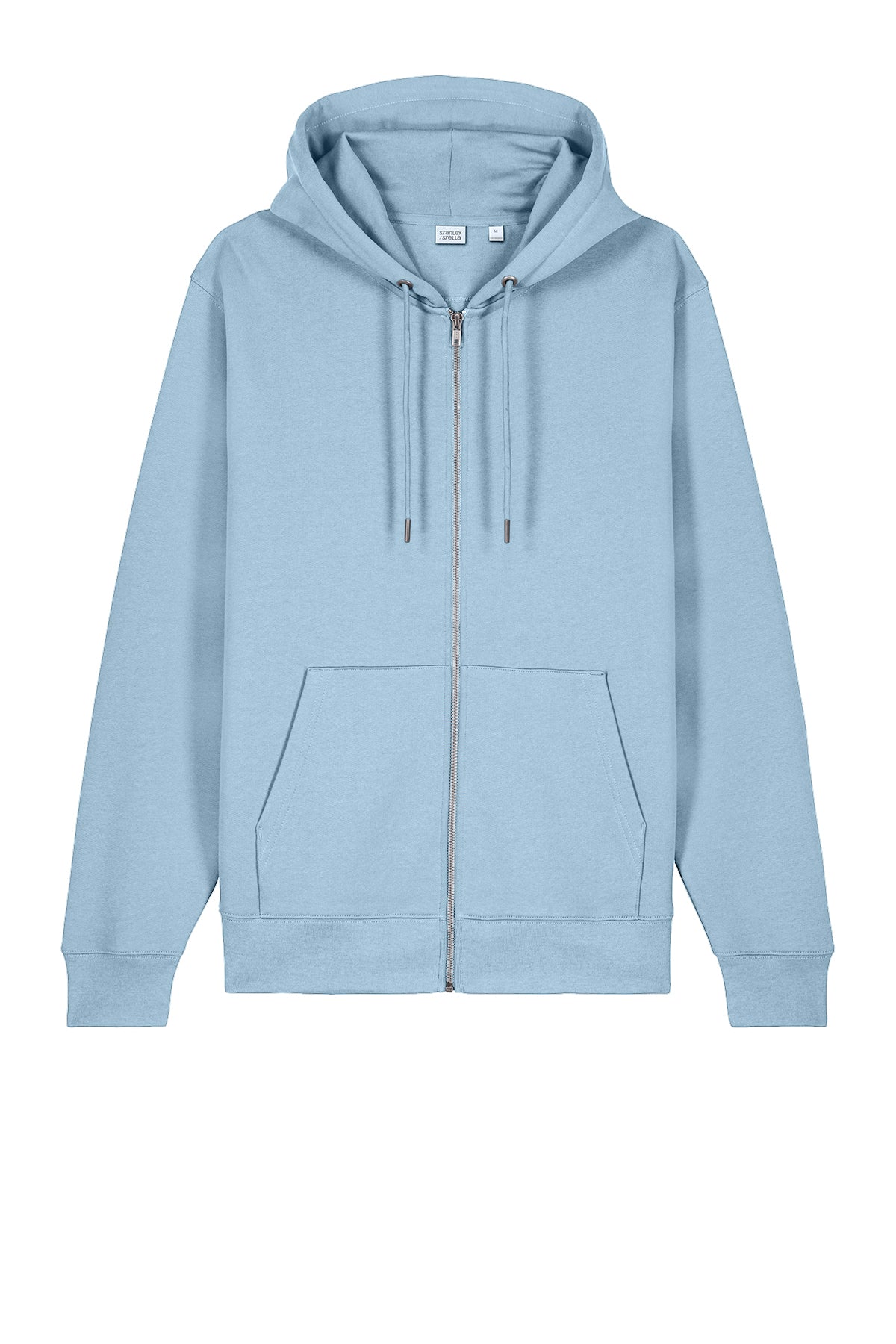 Stanley/Stella Unisex Cultivator 2.0 Full-Zip Hooded Sweatshirt in Blue Soul, front flat