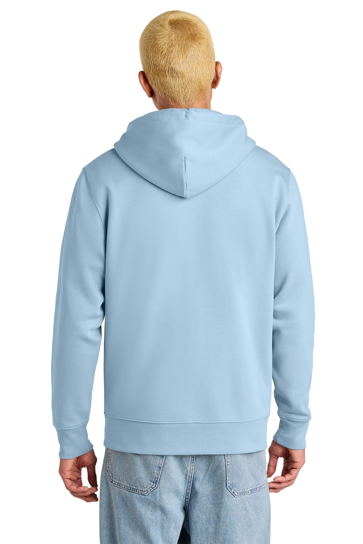 Stanley/Stella Unisex Cultivator 2.0 Full-Zip Hooded Sweatshirt in Blue Soul, back on model