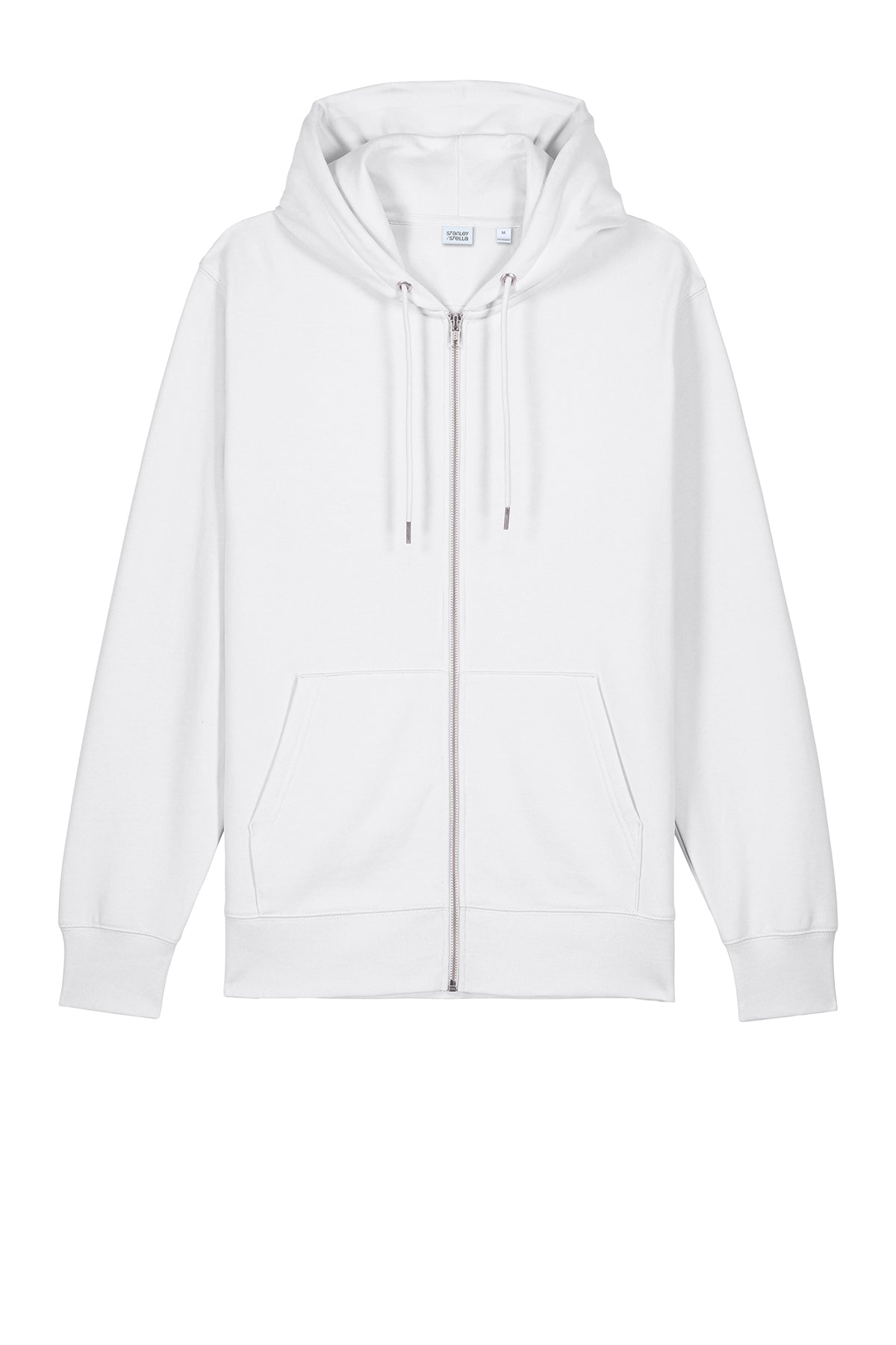 Stanley/Stella Unisex Cultivator 2.0 Full-Zip Hooded Sweatshirt in White, front flat
